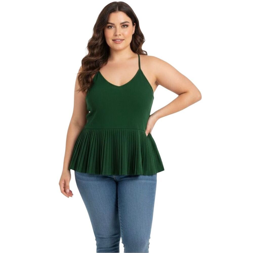 VCAY Ruffle Hem Rib-Knit Cami Top size 2XL - Picture 1 of 9